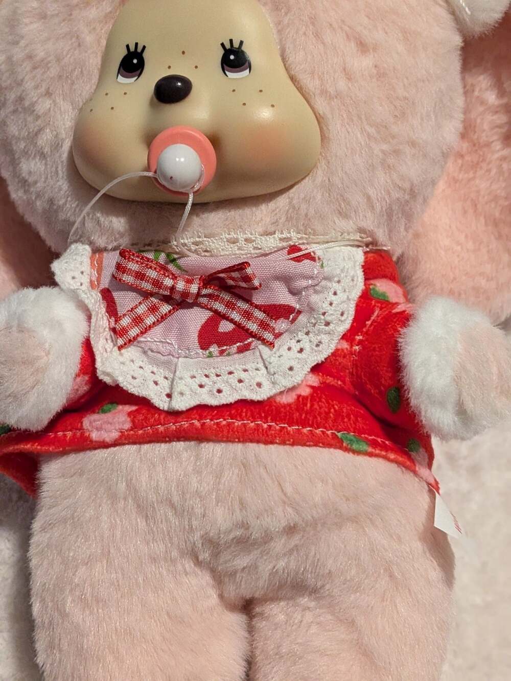 Sekiguchi Chimutan Pink Bunny Plush Doll with Pacifier and Strawberry Dress - Picture 4 of 8